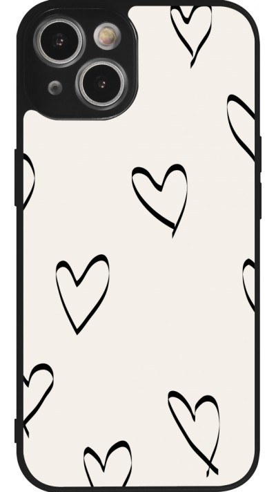 iPhone 14 Case Hülle - Silikon schwarz Valentine 2023 minimalist hearts