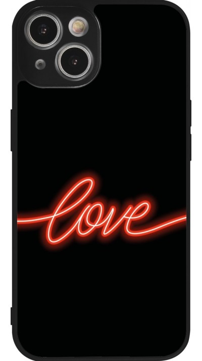 iPhone 14 Case Hülle - Silikon schwarz Valentine 2023 neon love