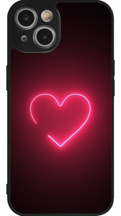 iPhone 14 Case Hülle - Silikon schwarz Valentine 2023 single neon heart