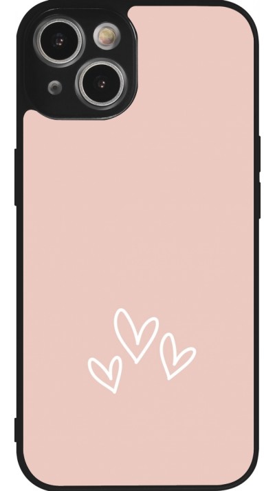 iPhone 14 Case Hülle - Silikon schwarz Valentine 2023 three minimalist hearts