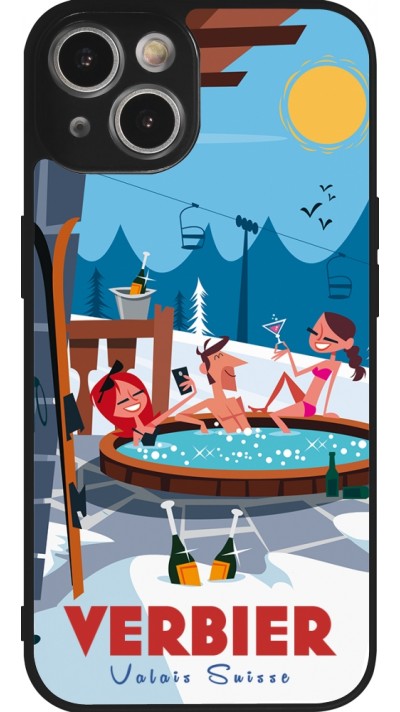 iPhone 14 Case Hülle - Silikon schwarz Verbier Mountain Jacuzzi