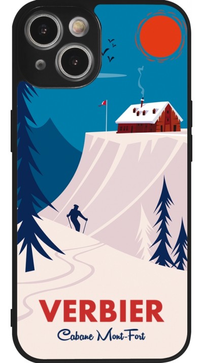 iPhone 14 Case Hülle - Silikon schwarz Verbier Cabane Mont-Fort