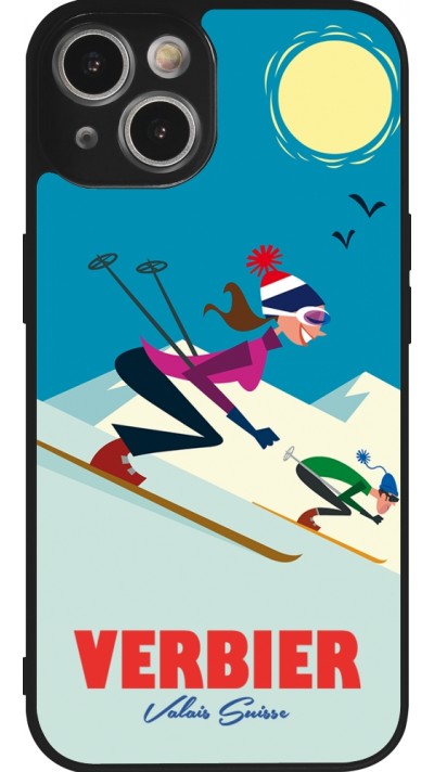 iPhone 14 Case Hülle - Silikon schwarz Verbier Ski Downhill