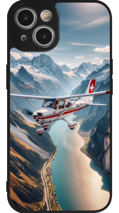 iPhone 14 Case Hülle - Silikon schwarz Schweizer Alpenflug