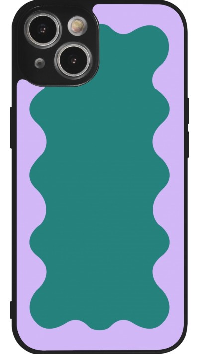 iPhone 14 Case Hülle - Silikon schwarz Wavy Rectangle Green Purple