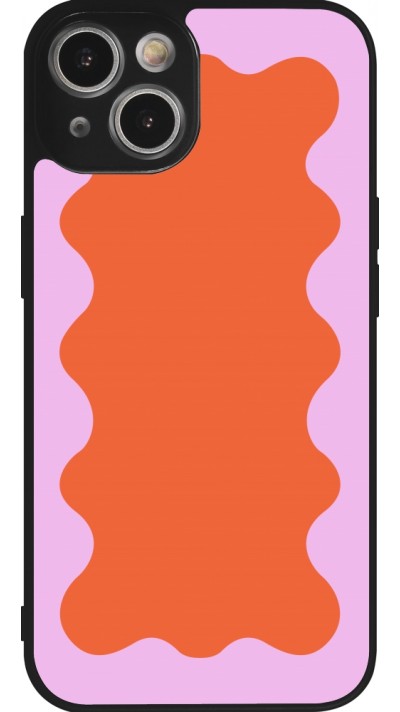 iPhone 14 Case Hülle - Silikon schwarz Wavy Rectangle Orange Pink
