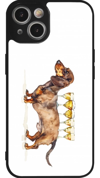 iPhone 14 Case Hülle - Silikon schwarz Wine Teckel