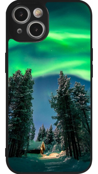 iPhone 14 Case Hülle - Silikon schwarz Winter 22 Northern Lights