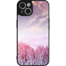 iPhone 14 Case Hülle - Silikon schwarz Winter 22 Pink Forest