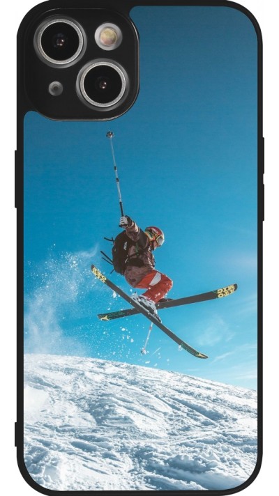 iPhone 14 Case Hülle - Silikon schwarz Winter 22 Ski Jump