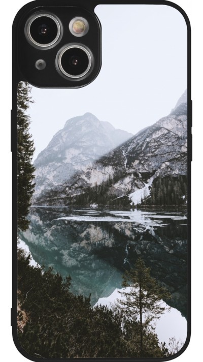 iPhone 14 Case Hülle - Silikon schwarz Winter 22 snowy mountain and lake