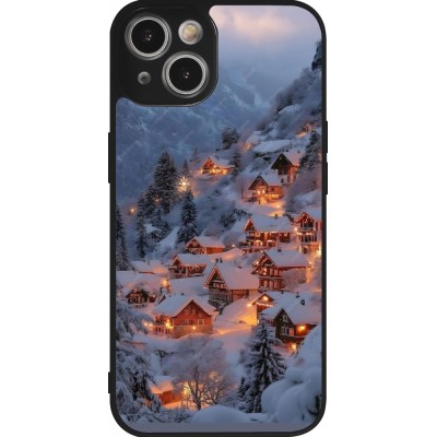 iPhone 14 Case Hülle - Silikon schwarz Winter 25 Winter snowy village