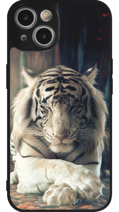 iPhone 14 Case Hülle - Silikon schwarz Zen Tiger