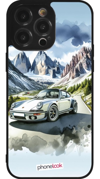 iPhone 14 Pro Max Case Hülle - Silikon schwarz Porsche 911 Berg Aquarell