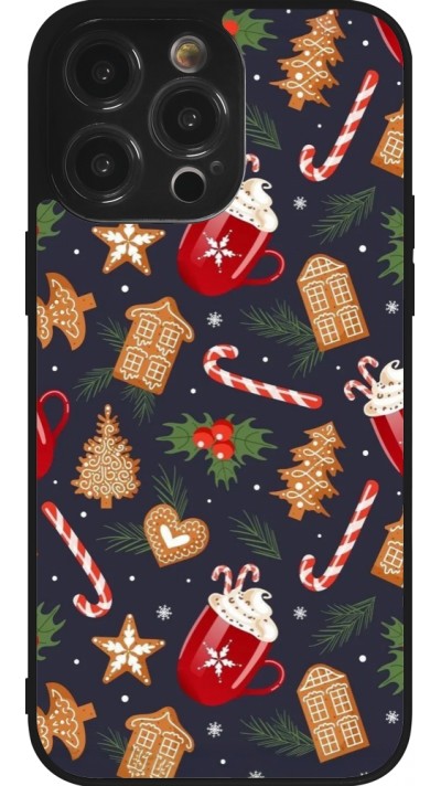 iPhone 14 Pro Max Case Hülle - Silikon schwarz Christmas 25 Pattern Gingerbread House