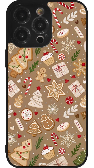 iPhone 14 Pro Max Case Hülle - Silikon schwarz Christmas 25 Pattern Ginger Cookie