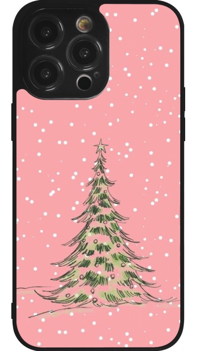iPhone 14 Pro Max Case Hülle - Silikon schwarz Christmas 25 Pink Tree