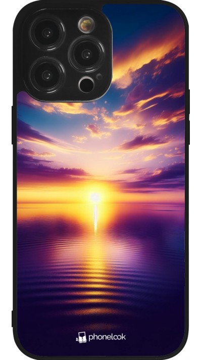 iPhone 14 Pro Max Case Hülle - Silikon schwarz Sonnenuntergang gelb violett