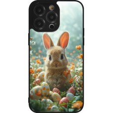 iPhone 14 Pro Max Case Hülle - Silikon schwarz Easter 2026 Rabbit in the garden