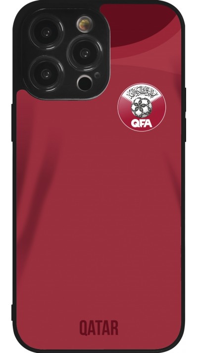 iPhone 14 Pro Max Case Hülle - Silikon schwarz Katar 2022 personalisierbares Fussballtrikot