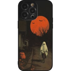 iPhone 14 Pro Max Case Hülle - Silikon schwarz Halloween 2025 Ghost on a bicycle