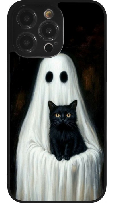 iPhone 14 Pro Max Case Hülle - Silikon schwarz Halloween 2025 Ghost with black cat iPhone 14 Pro Max Case Hülle - Silikon schwarz Halloween 2025 Ghost with black cat