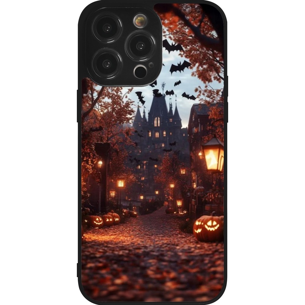 iPhone 14 Pro Max Case Hülle - Silikon schwarz Halloween 2025 Haunted house