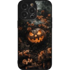 iPhone 14 Pro Max Case Hülle - Silikon schwarz Halloween 2025 Pumpkin with flowers
