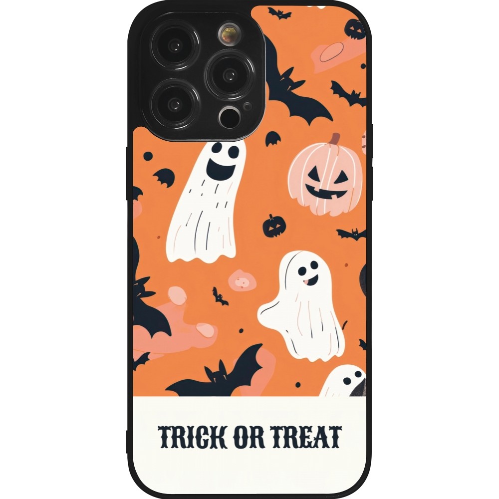 iPhone 14 Pro Max Case Hülle - Silikon schwarz Halloween 2025 Trick treat