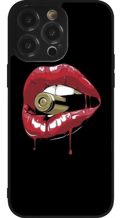 iPhone 14 Pro Max Case Hülle - Silikon schwarz Lips bullet