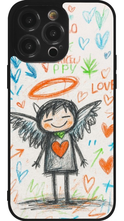 iPhone 14 Pro Max Case Hülle - Silikon schwarz Little Angel Sketch Love