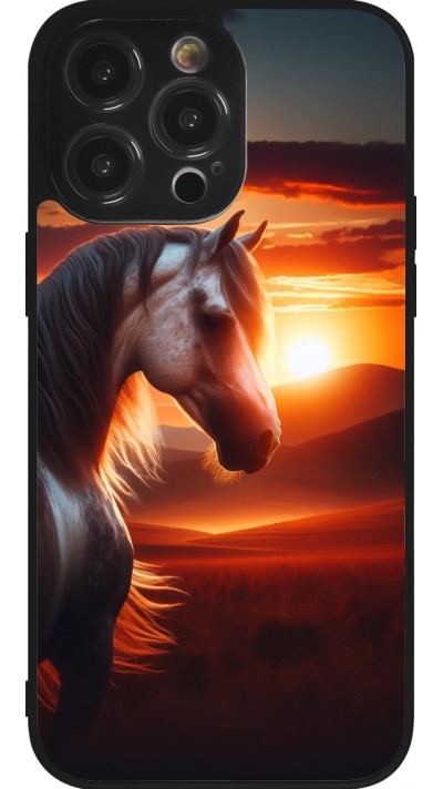 iPhone 14 Pro Max Case Hülle - Silikon schwarz Majestätischer Sonnenuntergang Pferd