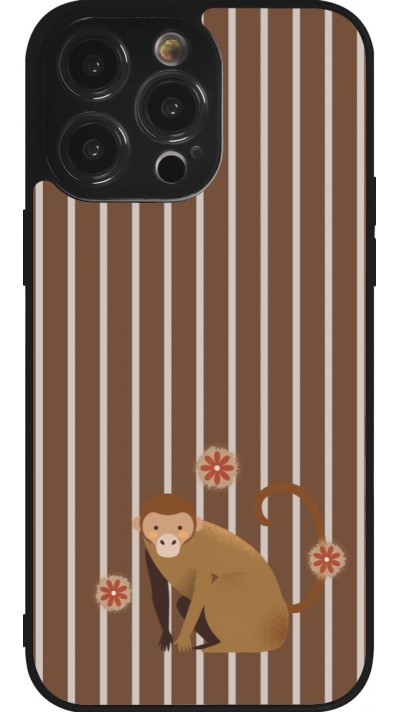 Coque iPhone 14 Pro Max - Silicone rigide noir Monkey with stripes