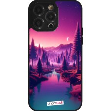 iPhone 14 Pro Max Case Hülle - Silikon schwarz Lila-rosa Landschaft
