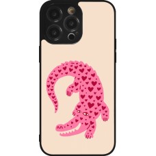 iPhone 14 Pro Max Case Hülle - Silikon schwarz Pink crocodile 2026