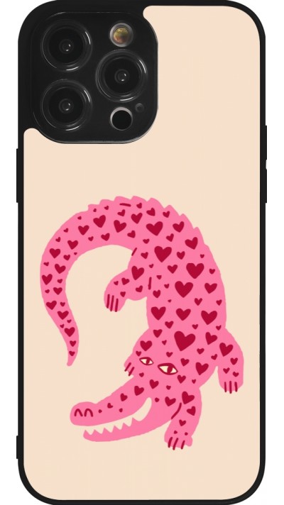 iPhone 14 Pro Max Case Hülle - Silikon schwarz Pink crocodile 2026