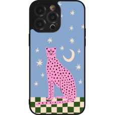 iPhone 14 Pro Max Case Hülle - Silikon schwarz Pink leopard with stars 2026