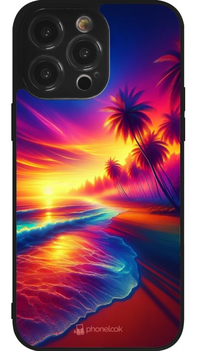 iPhone 14 Pro Max Case Hülle - Silikon schwarz Strand Sonnenuntergang auffällig