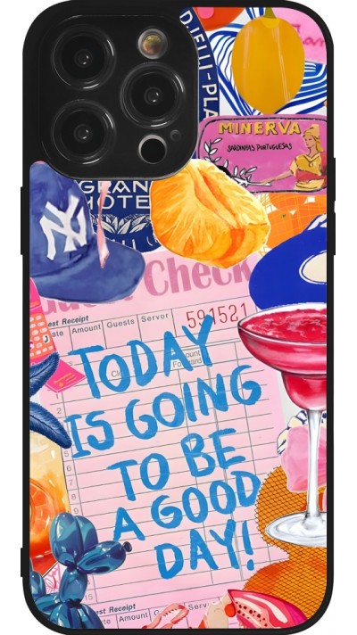 iPhone 14 Pro Max Case Hülle - Silikon schwarz Preppy Today is Going to be a good day