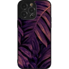 iPhone 14 Pro Max Case Hülle - Silikon schwarz Purple Light Leaves
