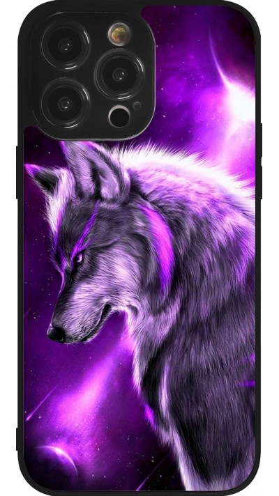 iPhone 14 Pro Max Case Hülle - Silikon schwarz Purple Sky Wolf