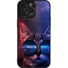 iPhone 14 Pro Max Case Hülle - Silikon schwarz Red Blue Cat Glasses