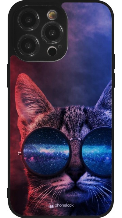 iPhone 14 Pro Max Case Hülle - Silikon schwarz Red Blue Cat Glasses