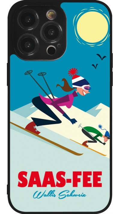 iPhone 14 Pro Max Case Hülle - Silikon schwarz Saas-Fee Ski Downhill