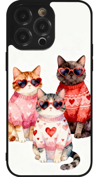 iPhone 14 Pro Max Case Hülle - Silikon schwarz Saint Valentines Day 26 Cat Love