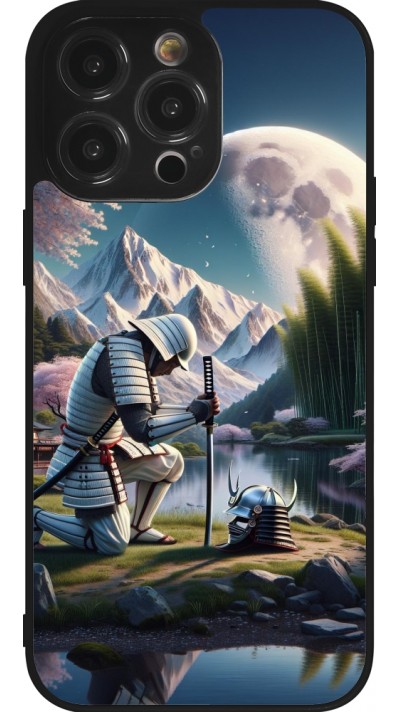 iPhone 14 Pro Max Case Hülle - Silikon schwarz Samurai Katana Mond