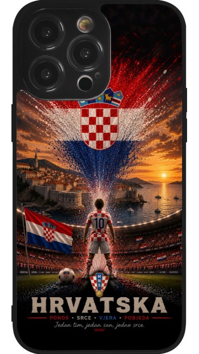 iPhone 14 Pro Max Case Hülle - Silikon schwarz Fussball Kroatien splash 2026