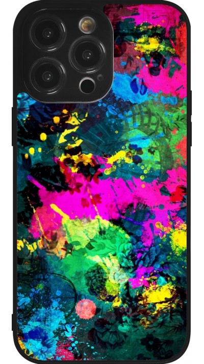 iPhone 14 Pro Max Case Hülle - Silikon schwarz Splash paint