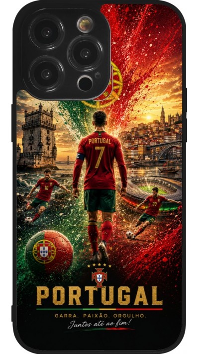 iPhone 14 Pro Max Case Hülle - Silikon schwarz Fussball Portugal splash 2026