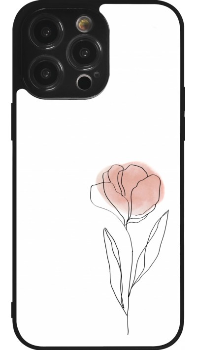 iPhone 14 Pro Max Case Hülle - Silikon schwarz Spring 23 minimalist flower